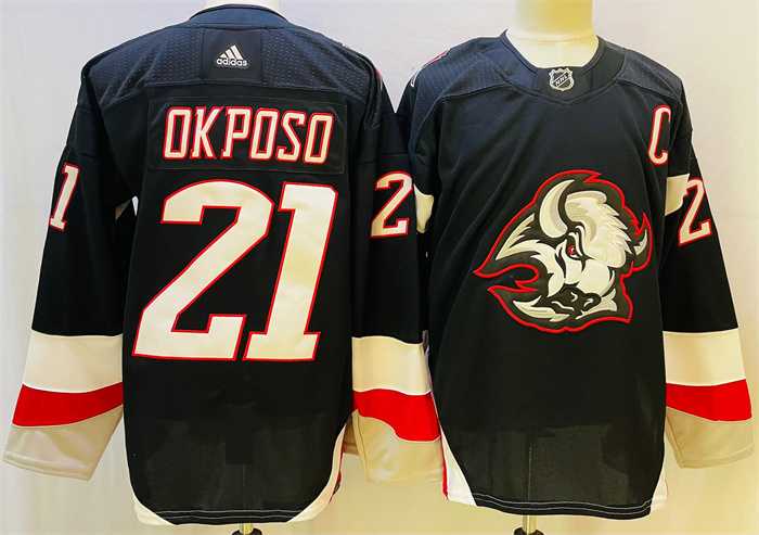 Men%27s Buffalo Sabres #21 Kyle Okposo 2022-23 Black Stitched Jersey